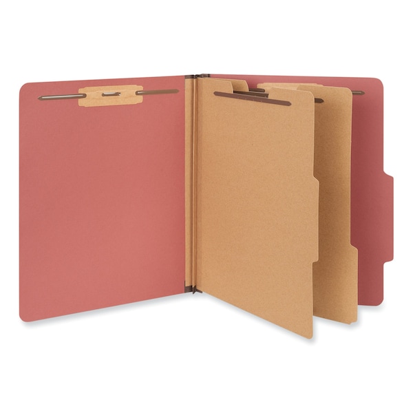 4-, 6-, 8-Section Classification Folders, 2 Divider, Letter, Red, PK10